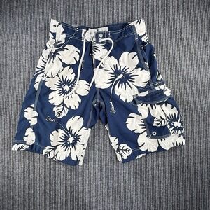 ABERCOMBIE & FITCH Mens XL Blue Floral Lined Swim Board Short Cargo Y2K Vintage